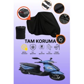 Resim Dokaca Siyah Kilit ve Arka Çanta Uyumlu Kral Motor Kr-44 Pion 50 Uyumlu Motosiklet Brandası, Koruyucu Örtü 