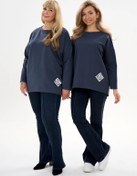 Resim Datoelegance Oversize Büyük Beden Sıcak Sweatshirt 325839294 Grafit 