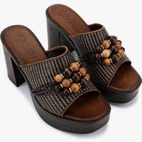 Resim Valmenti Kadın Deri & Tekstil Kahverengi Topuklu Terlik 1141 551 Bn Trlk Y26 Brown/beıge Black 