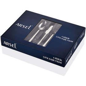Resim Arsel Teos Sade 6 Kişilik 36 Parça Çatal Kaşık Bıçak Takımı 304 Kalite 4mm Gümüş 