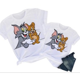 Resim Machetta Kids Tom & Jerry Baskılı Pamuklu Oversize Çocuk T-shirt (adet Fiyatıdır) 