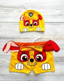 Resim Lolliboomkids Erkek Çocuk Bel Ayarlı Karakter Desenli Kulak Detaylı Hipster Mayo Bone Takımı Turuncu Sarı 