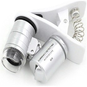 Resim Symbee 60x Büyütme Özelliği Ve Led Işıklı Cep Telefonu Klips Mikroskobu, Universal Uyumlu, Gümüş Renk, Pil Dahil 