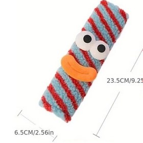 Resim Elmpaly Sevimli Canavar Emniyet Kemeri Omuz Pedi Kırmızı Mavi Tüylü Desen 