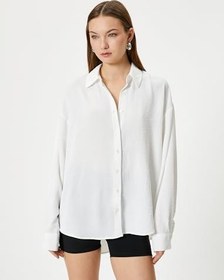 Resim Oversize Gömlek Uzun Kollu Dokulu 