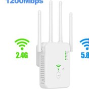Resim 1200 Mbps Kablosuz Wifi Tekrarlayıcı Wifi Sinyal Güçlendirici Çift Bantlı 2.4g 2.4g 5.8g 1200mbps Ab Fişi 
