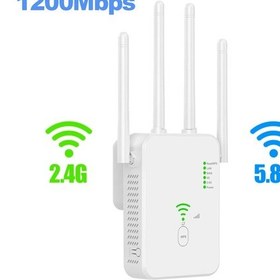Resim 1200 Mbps Kablosuz Wifi Tekrarlayıcı Wifi Sinyal Güçlendirici Çift Bantlı 2.4g 2.4g 5.8g 1200mbps Ab Fişi 
