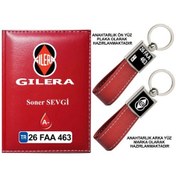 Resim Plakanıza Özel Gleria Logolu Kırmızı Ruhsat Kabı Ve Anahtarlık 