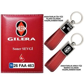 Resim Plakanıza Özel Gleria Logolu Kırmızı Ruhsat Kabı Ve Anahtarlık 