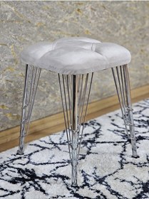 Resim Kare Krom Kaplama Telli Ayaklı Tabure - Oturak - Bar Taburesi - A Çok Renki 