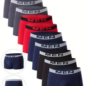 Resim 10 Paket Erkek Boxer Şortu, 96% Polyester 4% Elastane, Düz Renk, Nefes Alabilen Rahat Fit, Örgü Kumaş, Hafif Esneklik, Günlük Spor Şortları 