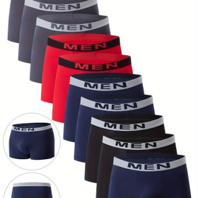 Resim 10 Paket Erkek Boxer Şortu, 96% Polyester 4% Elastane, Düz Renk, Nefes Alabilen Rahat Fit, Örgü Kumaş, Hafif Esneklik, Günlük Spor Şortları 