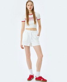 Resim Koton Beli Bağcıklı Cep Detaylı Mini Şort Ekru 5sal40031ık Ekru 