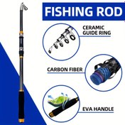 Resim KAST Taşınabilir Balıkçılık Kamışı, Ultra Hafif Karbon Fiber Teleskopik Orta Etkili, 2.1m/82.68in-3.6m/141.73in Uzayabilen Boyut, Siyah Saplı Tatlı ve Tuzlu Su Avı & Balıkçılık İçin 