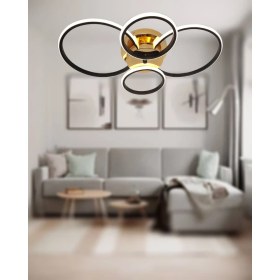 Resim TT Aydınlatma TT035-4-SYSR Tt Aydınlatma Drone Modeli Mat Siyah - Sarı 4 Lü LED Avize 