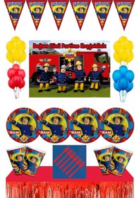 Resim Itfaiyeci Sam 24 Kişilik Afişli Doğum Günü Konsepti Parti Malzeme N11.3593 