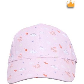 Resim Kitti 1-3 Yaş 50cm Kız Bebek Çocuk Yazlık Desenli Ayarlanabilir Şapka Kep Y2310003 Pudra 