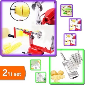 Resim Hereveoyuncak Spiral Patates Dilimleyici + 4 Parça Paslanmaz Çelik El Rendesi - 2li Set U9H6R1 