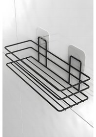 Resim Karteya Yapışkanlı Banyo Mutfak Düzenleyici Mutfak Aksesuar Baharatlık Yağdanlık Rafı Askılıkk Siyah 