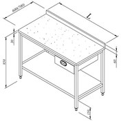 Resim Öztiryakiler Çalışma Tezgahı Mermer Tablalı Taban Raflı Tek Çekim 140x80 CM 