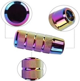 Resim Üniversal 9.5 cm JDM Metal Spor Görünümlü Vites Topuzu Aparatlı Alüminyum Alaşım Otomatik-Manuel Yarış Vites Kolu Bukalemun Neo Krom 