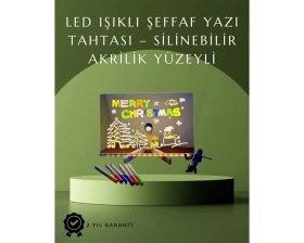 Resim Pileli Store Şık ve Modern LED Pano - Neon Işıklı Silinebilir Akrilik Yazı Tahtası, 7 Renkli Kalem Dahil 