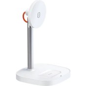 Resim Mcdodo 2in1 15W Magsafe iPhone Uyumlu Air Pods Kablosuz Şarj Standı Beyaz CH-7340 