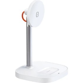 Resim Mcdodo 2in1 15W Magsafe iPhone Uyumlu Air Pods Kablosuz Şarj Standı Beyaz CH-7340 