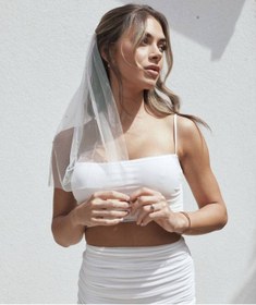 Resim JetDukkan Kısa Incili Duvak - Gelin Gelinlik Için, Nikah, Duvağı,tül, Kırık Beyaz 