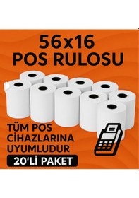 Resim Termal Pos Rulosu 56x16 20 Li Ekonomik Paket Tüm Pos Cihazlara Uyumlu 
