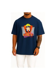 Resim Bahriyeli Collection Oversize Naruto Folder Icon, Naruto Folder Icon Transparent Göğüs Tasarımlı Unisex T-shirt Lacivert 