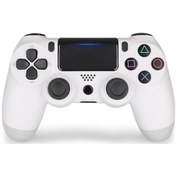 Resim Ps4 İçin Kablosuz Bluetooth Oyun Kolu - Işıklı, Dokunmatik Panel, 3.5mm Ses Girişli, Şarj Edilebilir Beyaz Kontrolör 