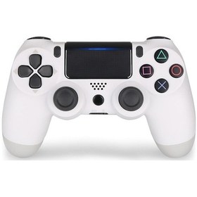 Resim Ps4 İçin Kablosuz Bluetooth Oyun Kolu - Işıklı, Dokunmatik Panel, 3.5mm Ses Girişli, Şarj Edilebilir Beyaz Kontrolör 