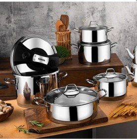 Resim Güral Saray 18 Parça Metal Kulplu Çelik Tencere Takımı Mk 6203244 
