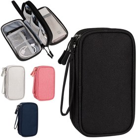 Resim Akıllı Telefonlar, USB Sürücüler, Kulaklıklar ve Veri Kabloları için Çok Fonksiyonlu Taşınabilir Organizatör Çantası - Dayanıklı Polyester Seyahat Çantası, Çoklu Bölümler ve Fermuar Kapatma ile Seyahat Gereçleri Organizatörü | Bölümlü Çanta | Fermuar Kapatma, Yardımcı Kanatlar 