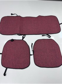 Resim YRN OTO OTO MİNDER KETEN KUMAŞ BORDO RAYLI MODEL, 3 PARÇA KAYMAZ MİNDER TAKIMI 