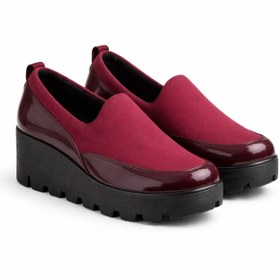 Resim Bordo Kalın Taban Kadın Günlük Comfort Ayakkabı - Kaymaz Taban 