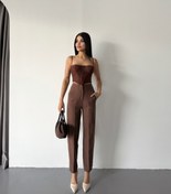 Resim Genel Markalar eyesof PANTOLON PENSLİ ATLAS KUMAŞ - Kahverengi 