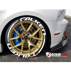 Resim bombtire Falken Lastik Yazısı Sticker Arma 2.5 Cm Yeni Model Şeritli Ürün 16 Adet Tutkal Dahil 