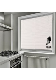 Resim Plise Dekor Açık Gri Plise Perde - Cam Balkon Perdesi Yapıştırma Profilli 