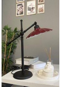 Resim Risso Vişne Siyah Gövde Masa Lambası Dekoratif Abajur Çocuk Odası Başucu Lambası Okuma Lambası Vişne 