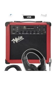 Resim AyrStore MGA 25RD PAK Elektro Gitar Amfisi 25 Watt USB Bluetooth ve Şarjlı (Amfi Mikrofon Stand 