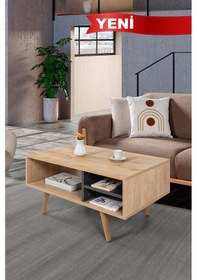 Resim 2033 Venüs Ahşap Ayaklı Orta Sehpa , Safir - Antrasit , Salon , Ofis , Oturma Odası Safir Meşe 