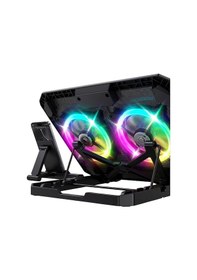 Resim Rgb Işıklı Laptop Soğutucu Stand Çift Fanlı Sessiz Nrzsnt - 22 Çalışan Ayarlanabilir 