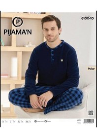 Resim Pijamoni Erkek Düğme Yaka Kışlık Polar Pijama Takımı 6100/10,1 - 1 Adet Lacivert 