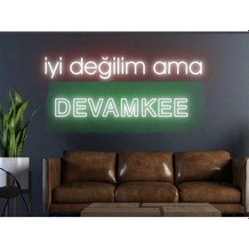 Resim İyi Değilim Ama Devamke Yazılı Neon Tabela Kırmızı 