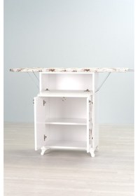 Resim Mistik Home Rose Katlanır Dolaplı Ütü Masası Beyaz Gövde, Yeşil Çiçek Desenli Beyaz/yeşil 