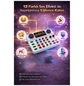 Resim Canlı Yayın Ses Kartı Bluetooth Podcast Ses Kartı Telefon Ve Bilgisayar Uyumlu Profesyonel Yayıncı Ses Kartı 