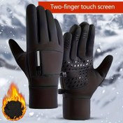 Resim 1 Çift Termal Kayak Eldiveni, 3 Parmak Dokunmatik Ekran Uyumlu, Rüzgar Geçirmez ve Soğuğa Dayanıklı Kış Eldiveni, Kayak, Snowboard, Kar Motosikleti için Akıllı Telefon Uyumlu - Ayarlanabilir Bilek Cebi ve Fermuarlı Kapatma, Dayanıklı (Siyah) 
