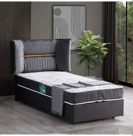 Resim Setaymobilya Baza, Lizbon Tek Kişilik Baza + Başlık + Comfort Yatak, Antrasit 